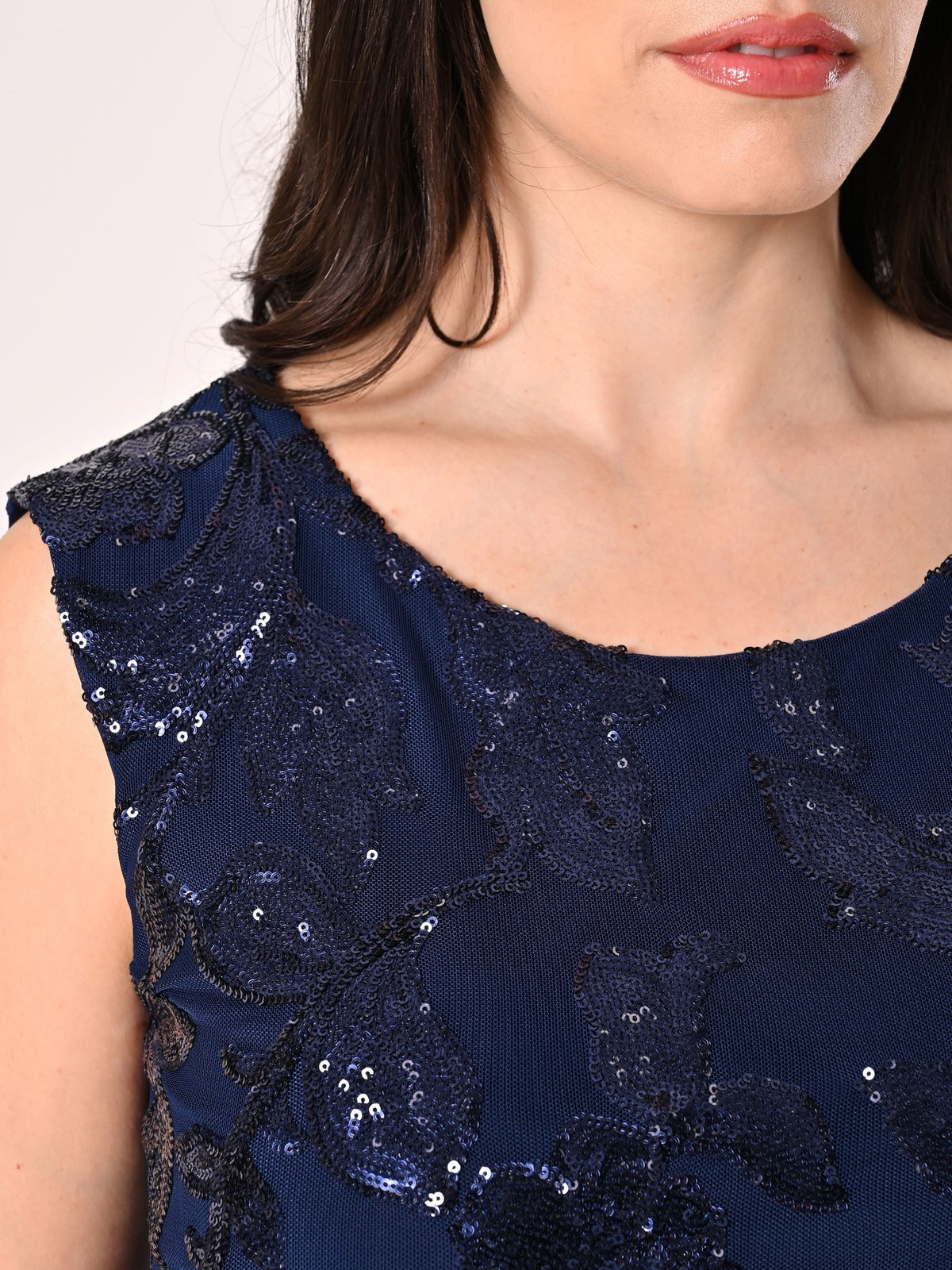Top Curvy Paillettes Blu