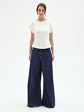 T-shirt panna bianco con maniche strutturate