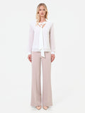 Pantalone a palazzo tortora beige a vita alta