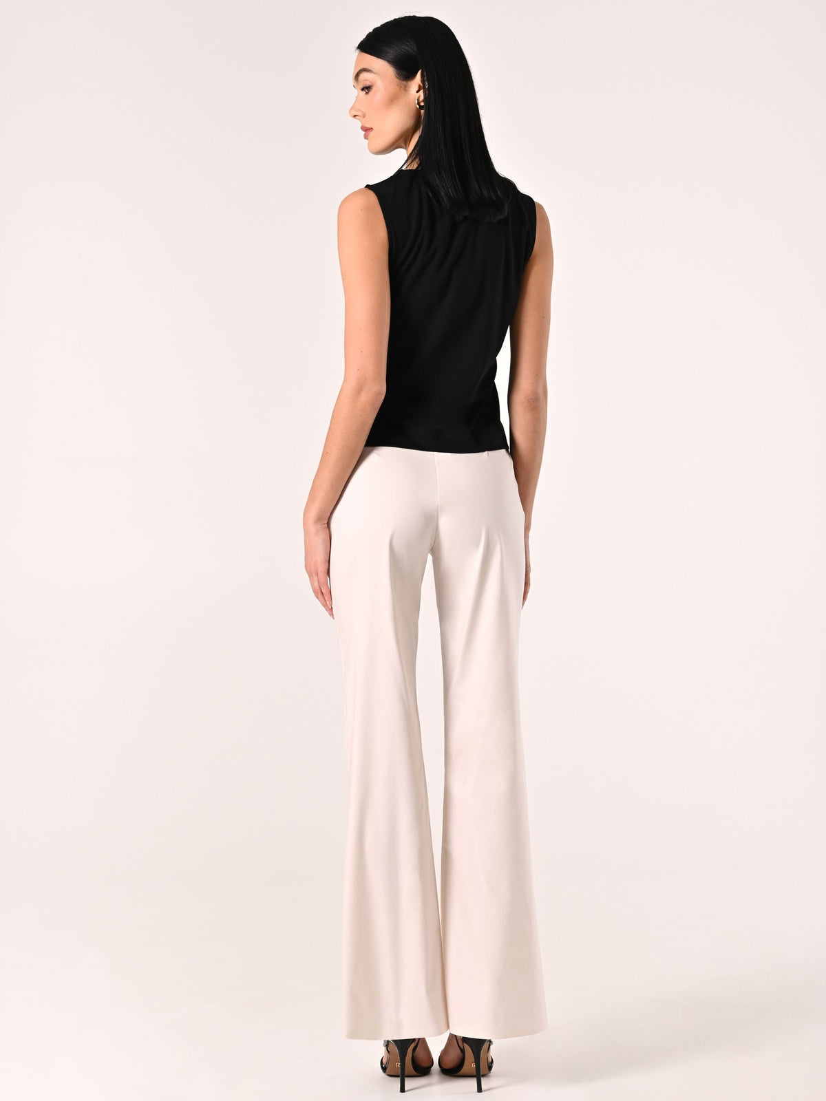 Pantaloni Bianchi in Cotone con Patte