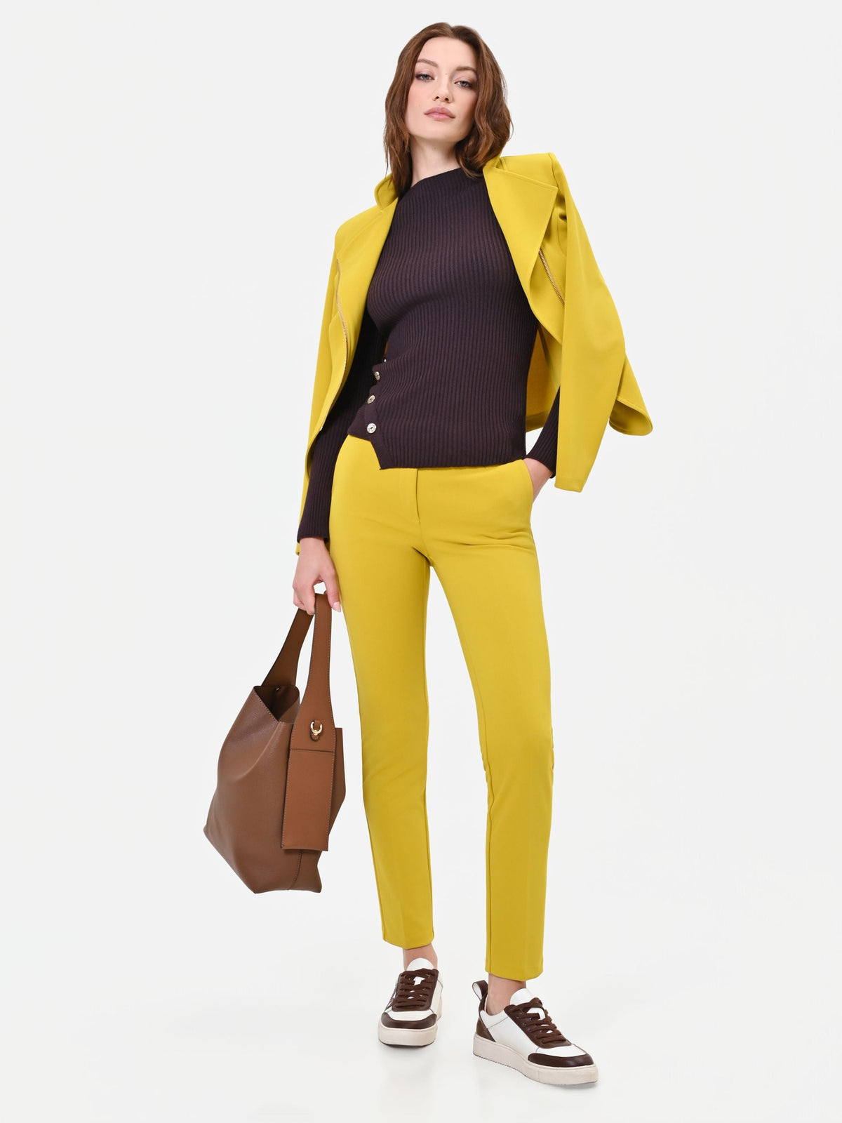 Pantalone slim fit verde olio
