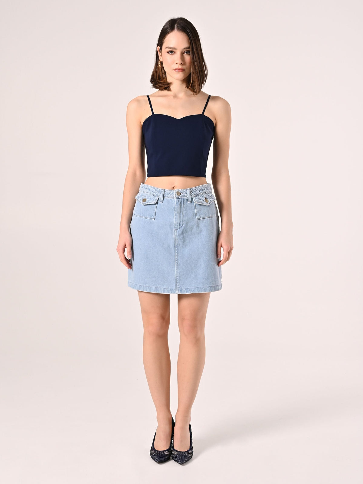 Top in Tessuto Tecnico Blu