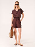 Shorts Marrone Cioccolato in Lino Cotone