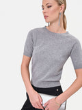 Maglia in lana grigio chiaro a maniche corte