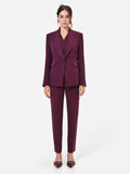 Giacca Studio monopetto gessata in crepe bordeaux rosso