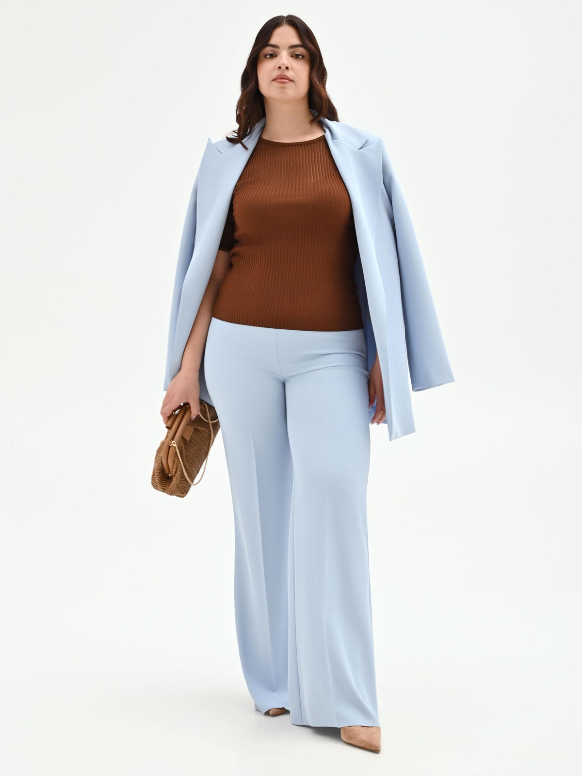 Pantalone Curvy a palazzo cielo azzurro