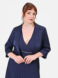 Giacca Curvy bolero in raso blu navy