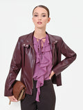 Blusa rosa antico con rouches e volant