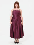 Abito Curvy bordeaux rosso in raso