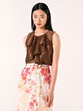 Blusa con Rouche Marrone