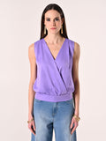 Top Incrocio in Raso Lavanda Viola