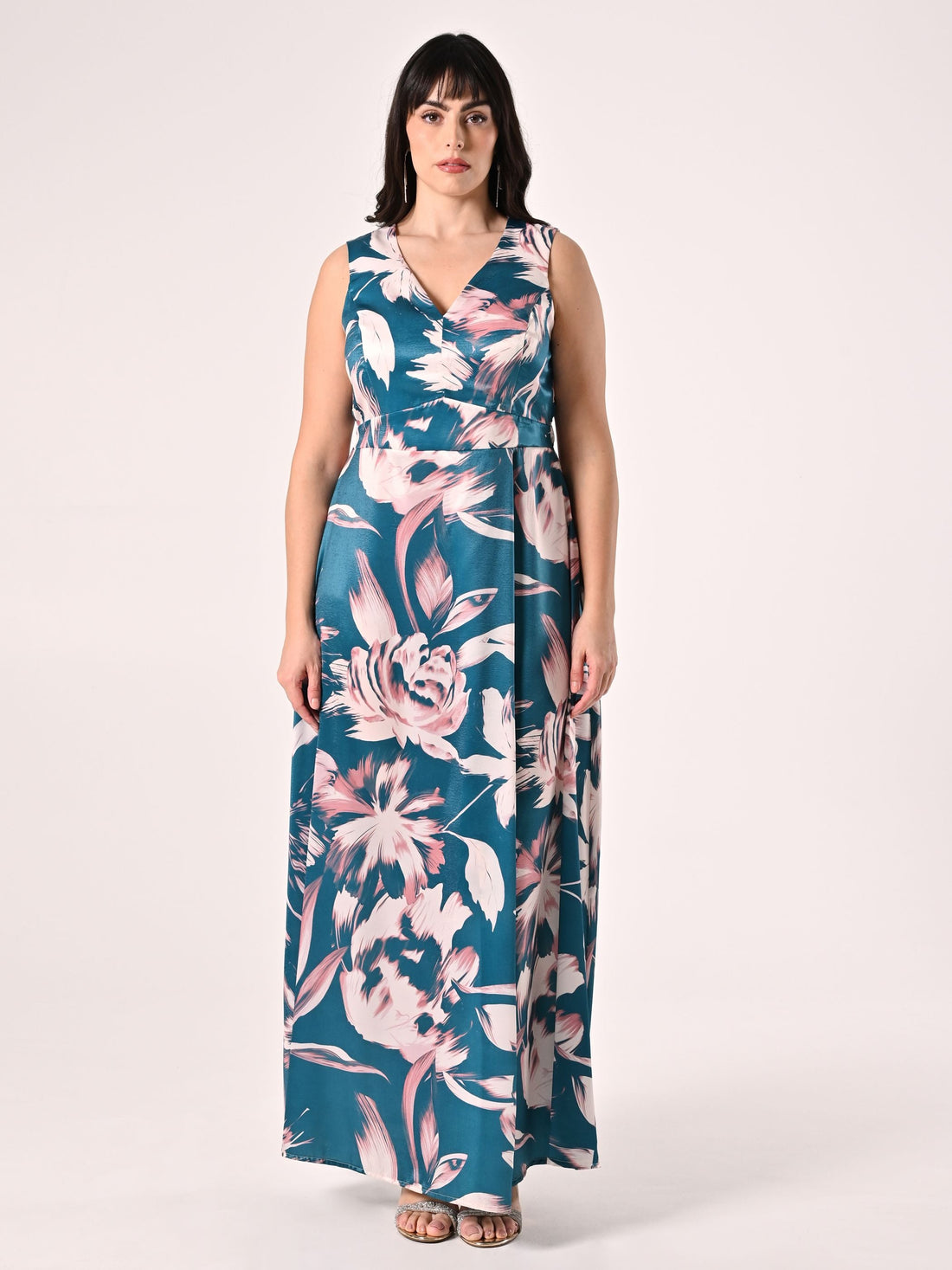 Abito Lungo Curvy stampa Floreale