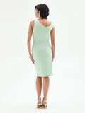 Tubino monospalla drappeggiato verde menta