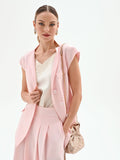 Gilet monopetto rosa pastello