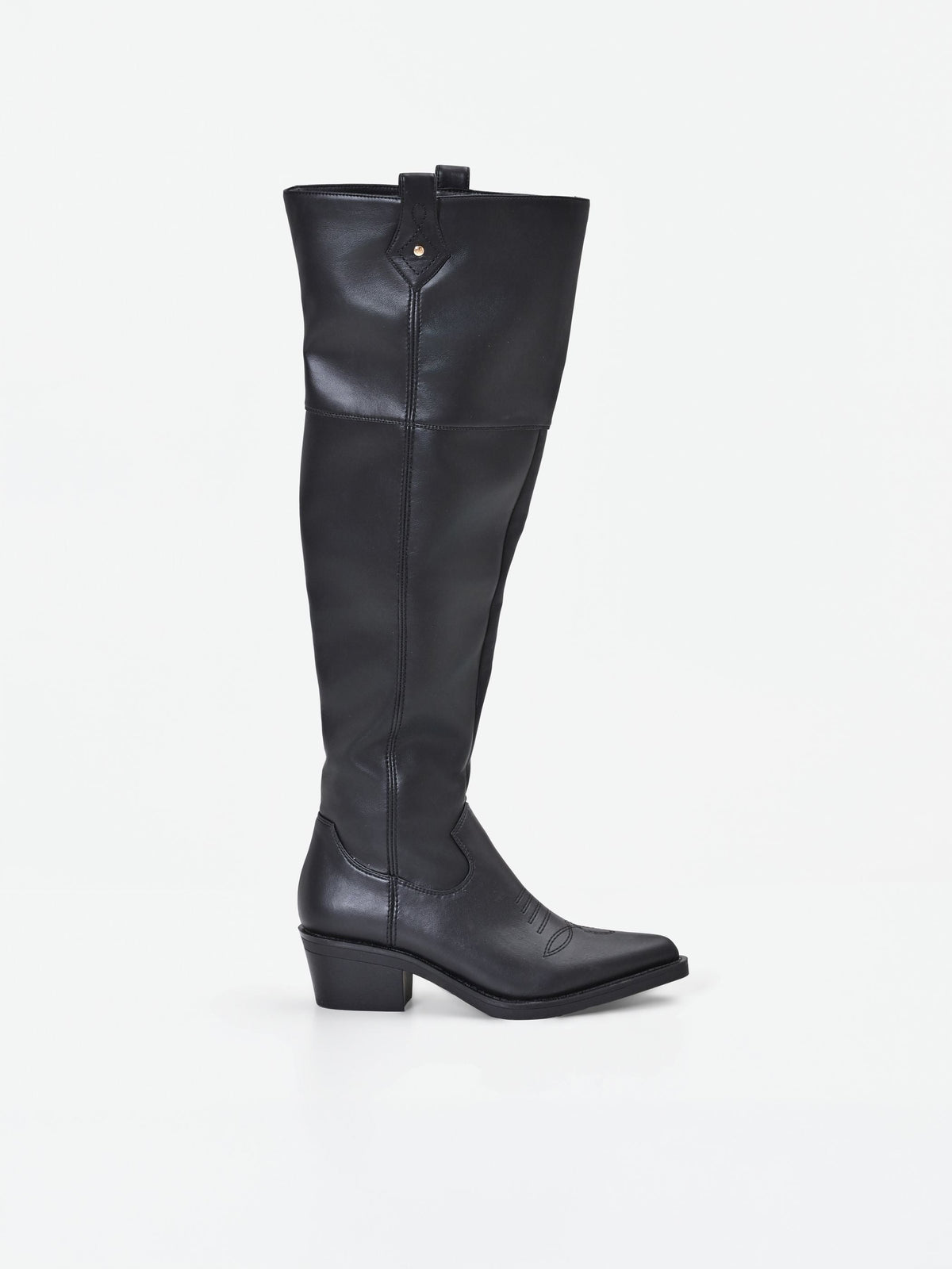 Stivale nero stile texano con gambale alto