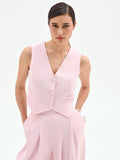 Gilet monopetto rosa pastello