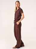 Pantaloni Marrone Cioccolato Ampi in Lino Cotone