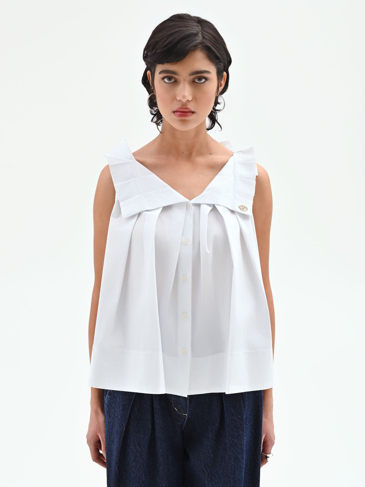 Blusa bianca in popeline