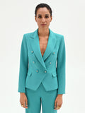 Giacca doppiopetto turchese azzurro con bottoni gioiello