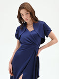Coprispalla atelier bolero blu indaco con collo sciallato