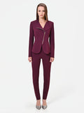 Giacca bordeaux rosso con zip asimmetrica