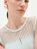 Top verde menta in maglia a costine