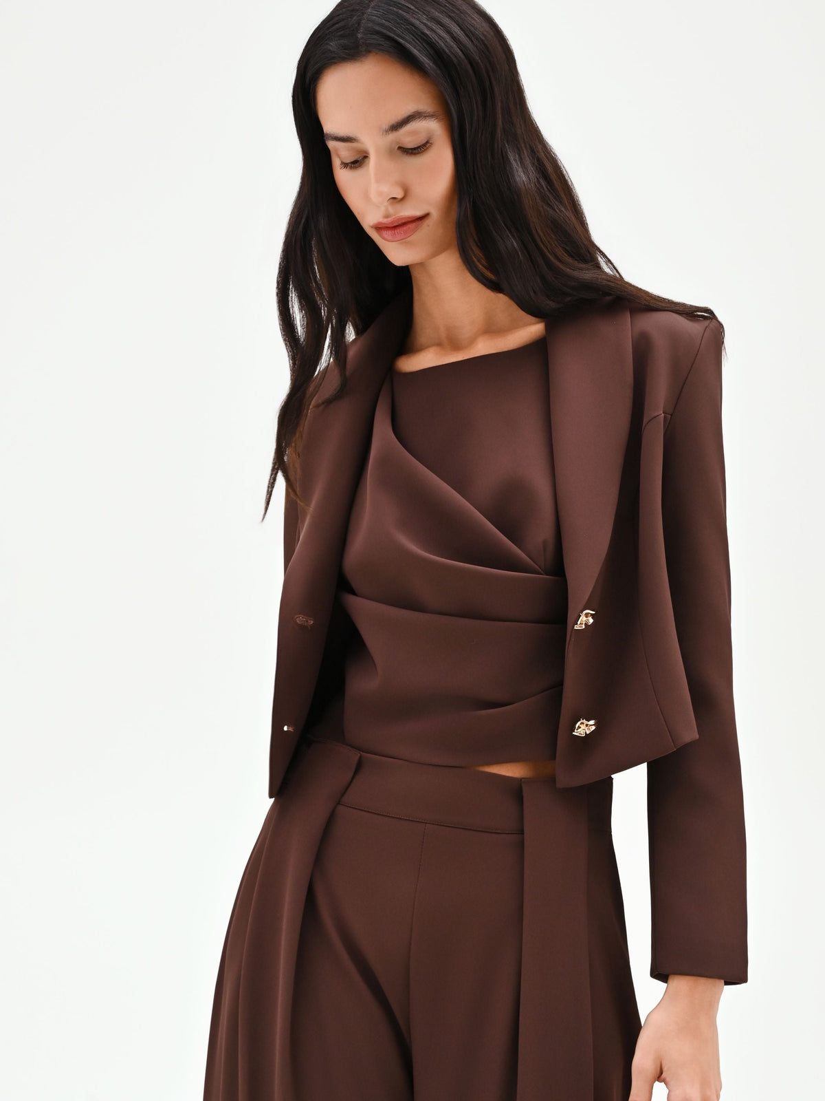 Giacca blazer cioccolato con bottoni design