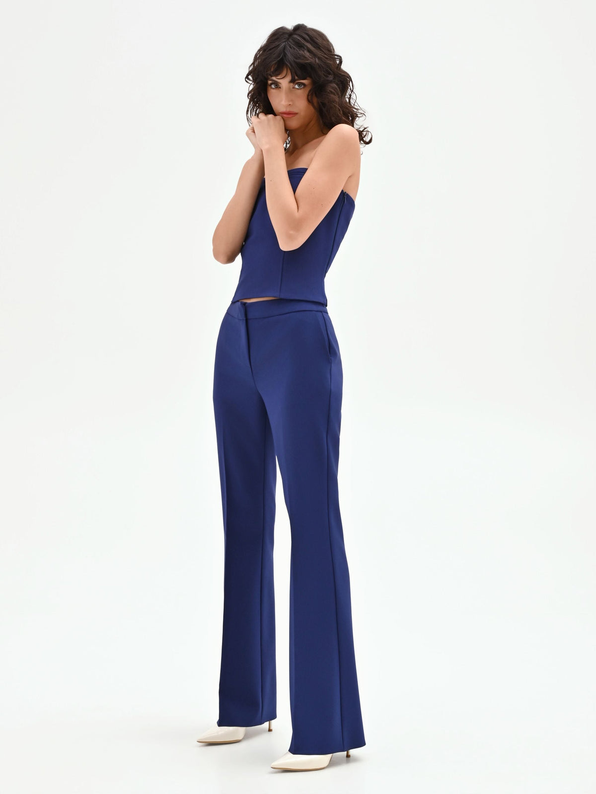 Pantalone mid flared Studio blu indaco