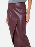 Gonna a tubino bordeaux effetto pelle