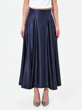 Gonna lunga blu navy con ampie pieghe