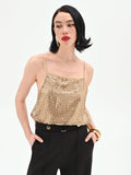 Top oro in maglia di paillettes