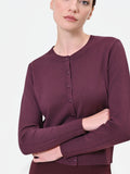 Cardigan girocollo bordeaux rosso in misto viscosa