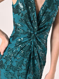 Abito Lungo Paillettes Verde Reale