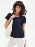 Blusa in raso blu