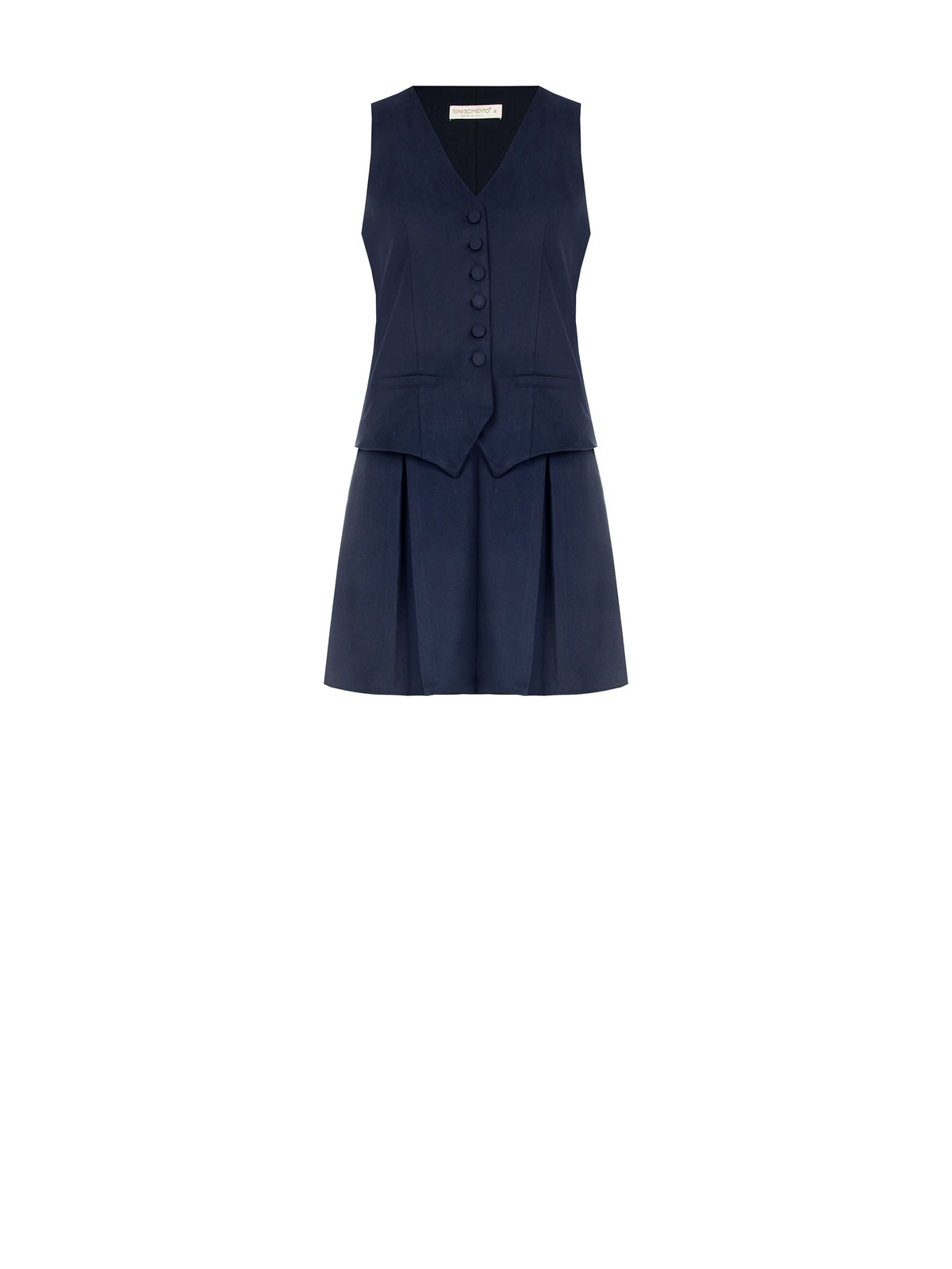 Abito corto effetto due pezzi blu navy