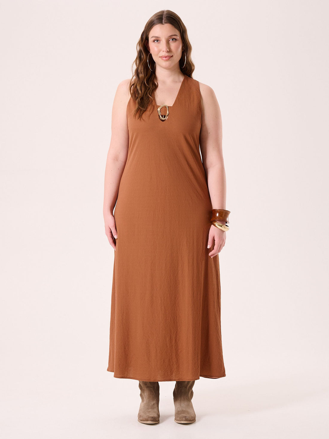 Abito Curvy Marrone in Viscosa