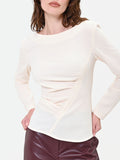 Blusa bianca con drappeggio asimmetrico