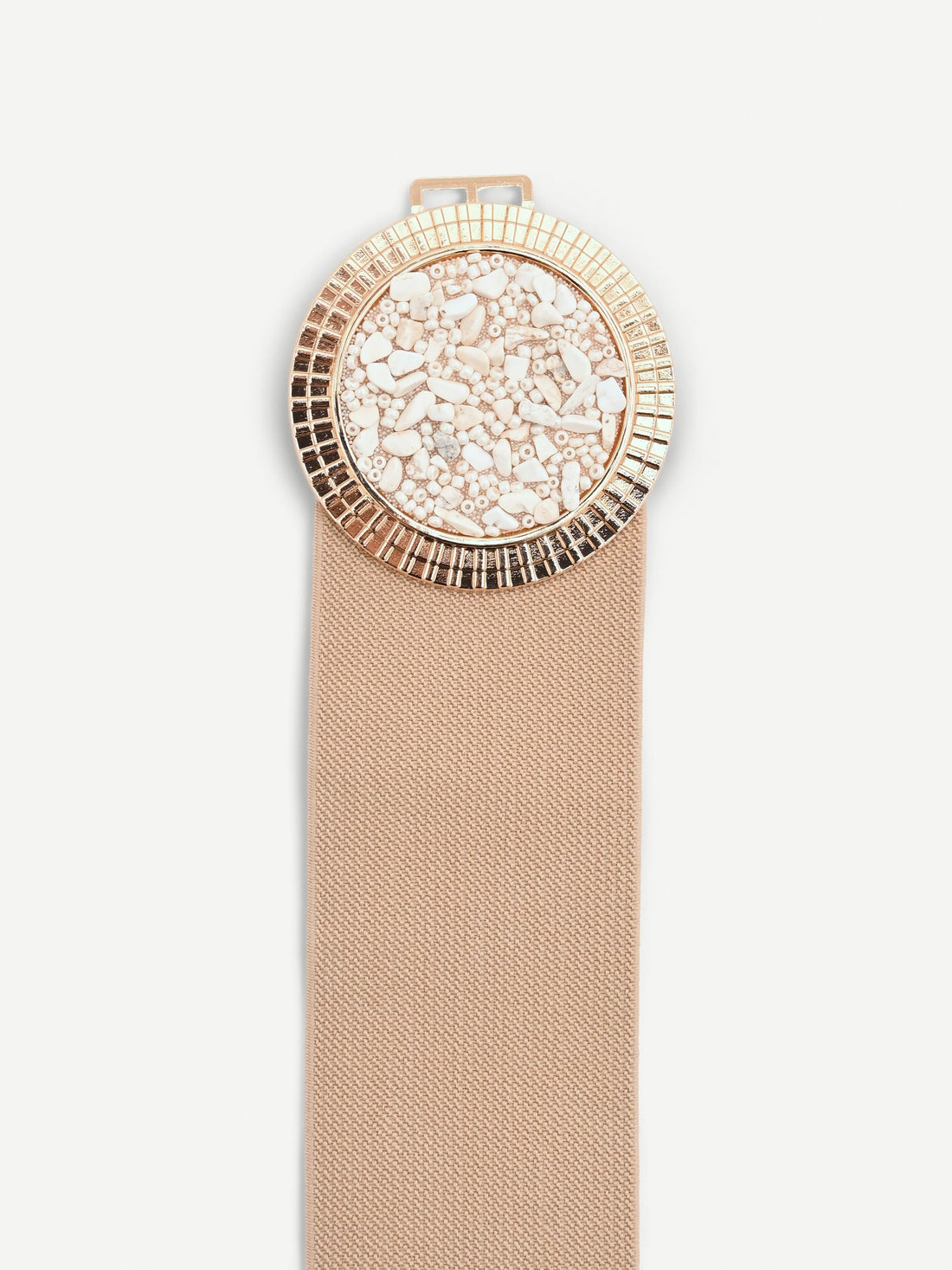 Cintura gioiello beige con fibbia circolare