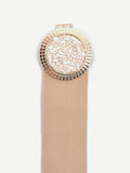 Cintura gioiello beige con fibbia circolare