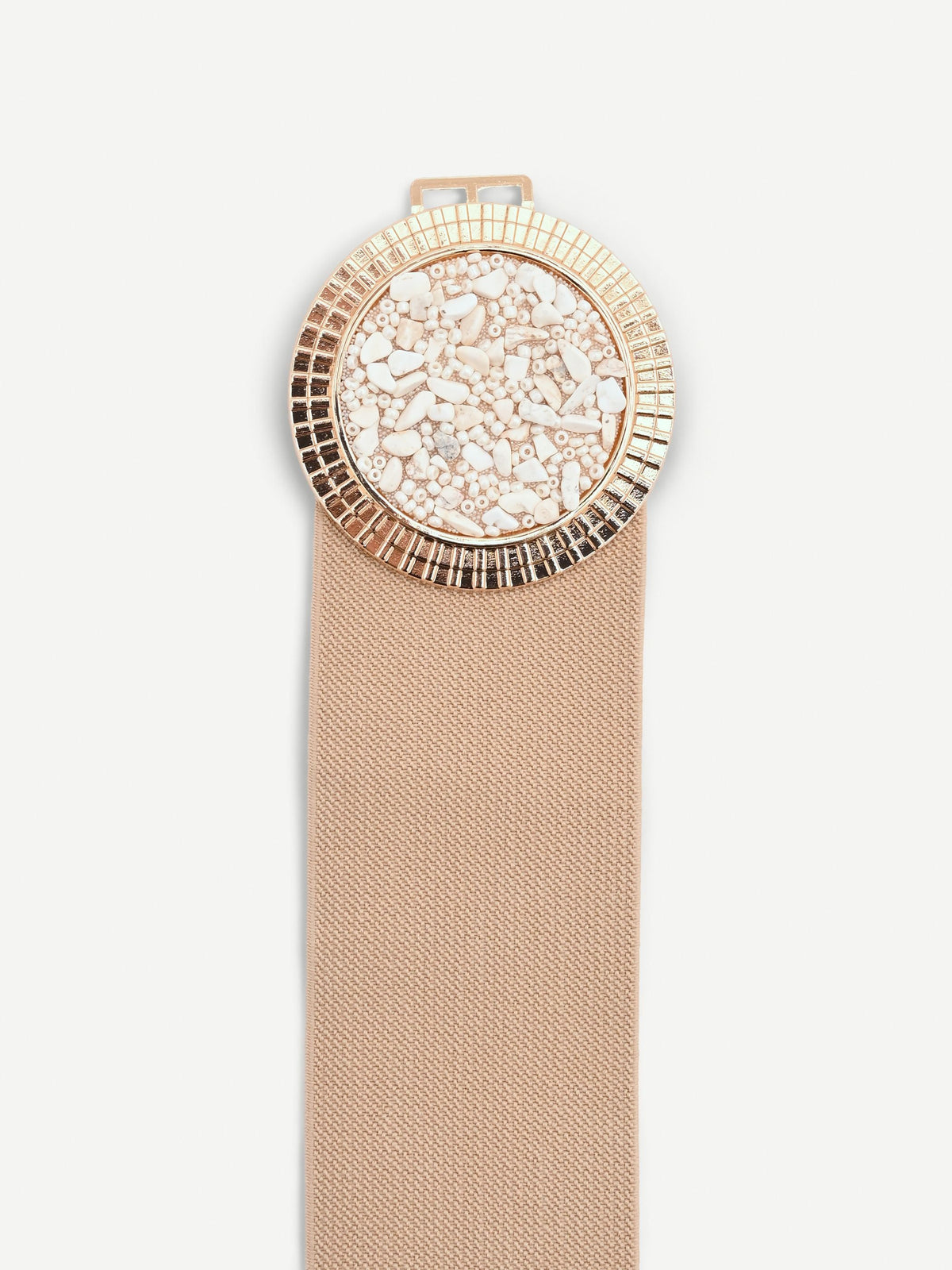 Cintura gioiello beige con fibbia circolare