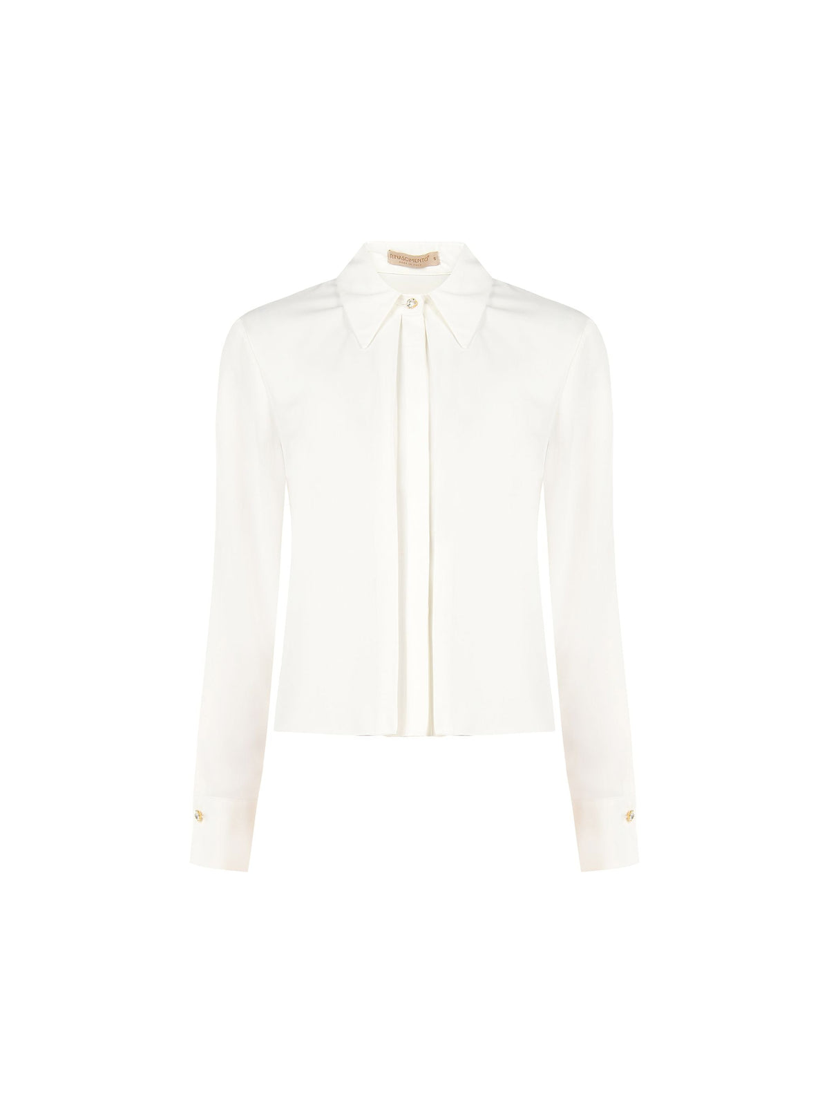 Camicia bianca con bottone gioiello