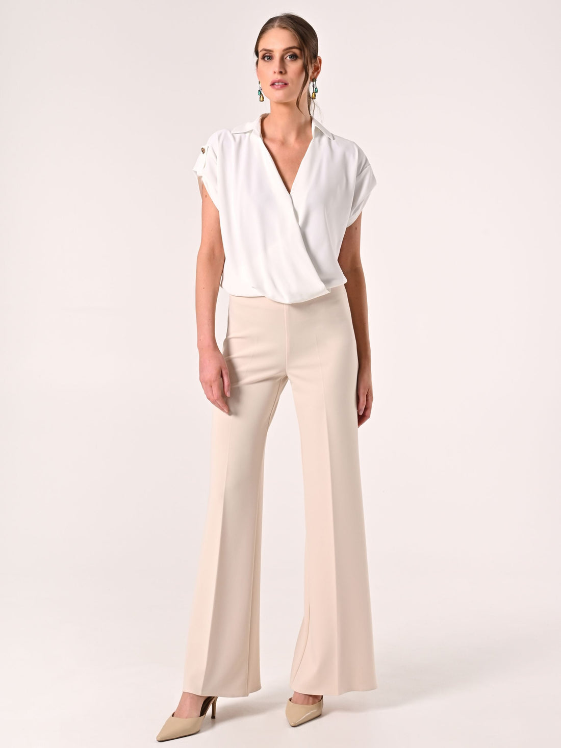 Pantaloni Beige Chiaro in Scuba mano Crepe