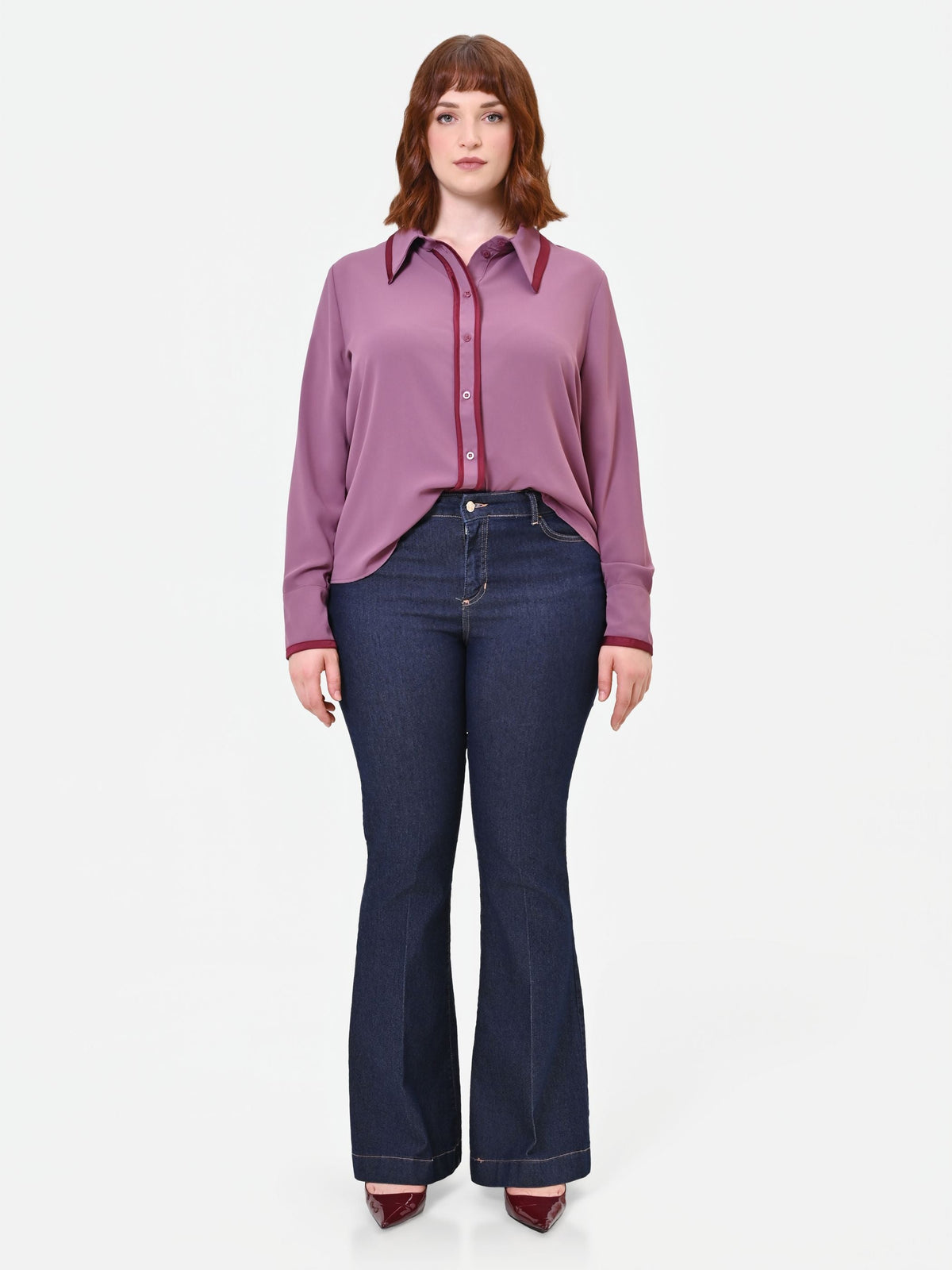 Jeans Curvy  flare blu a vita alta