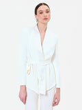 Giacca bianca con revers in raso