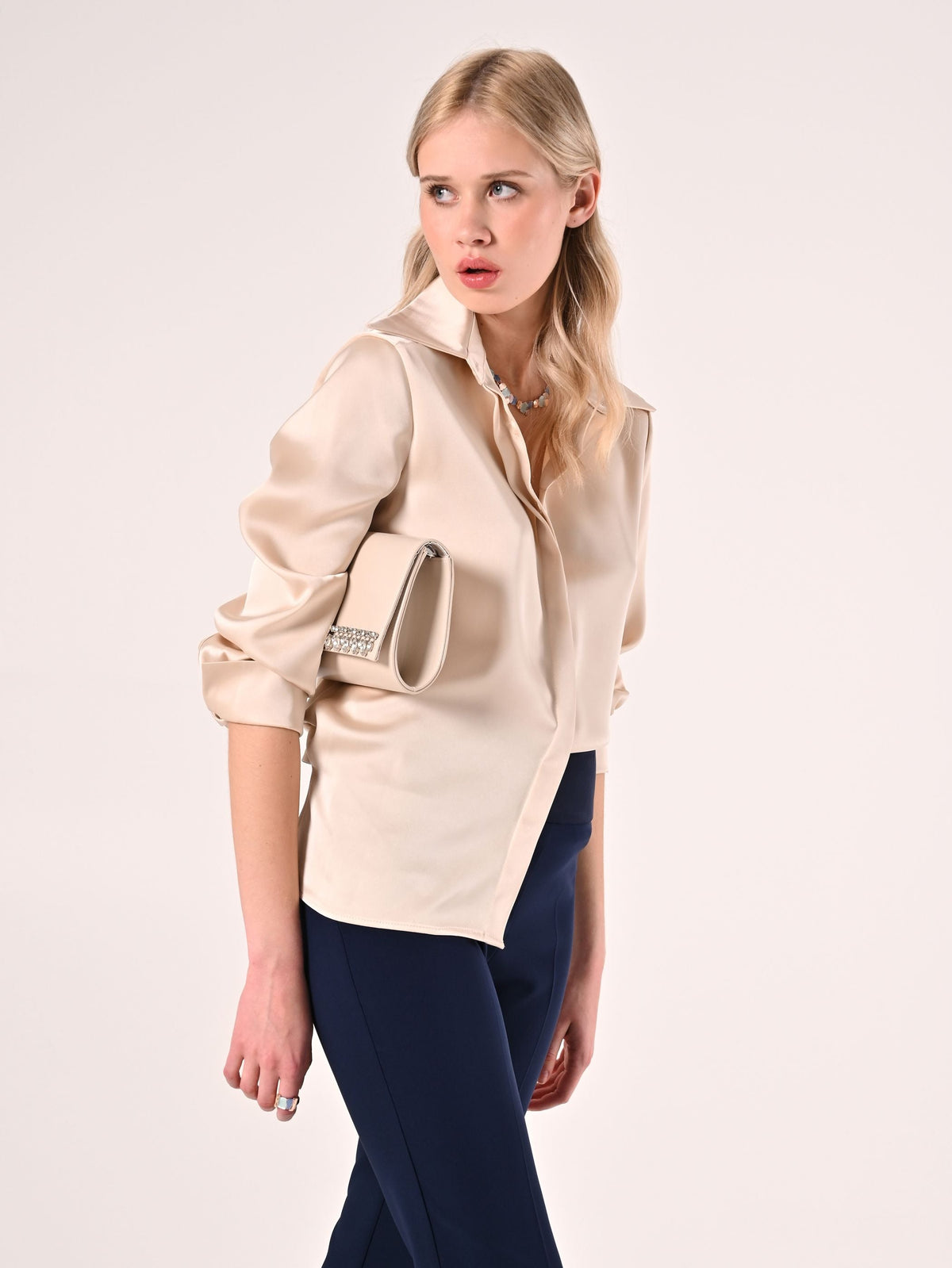 Camicia Beige in Raso