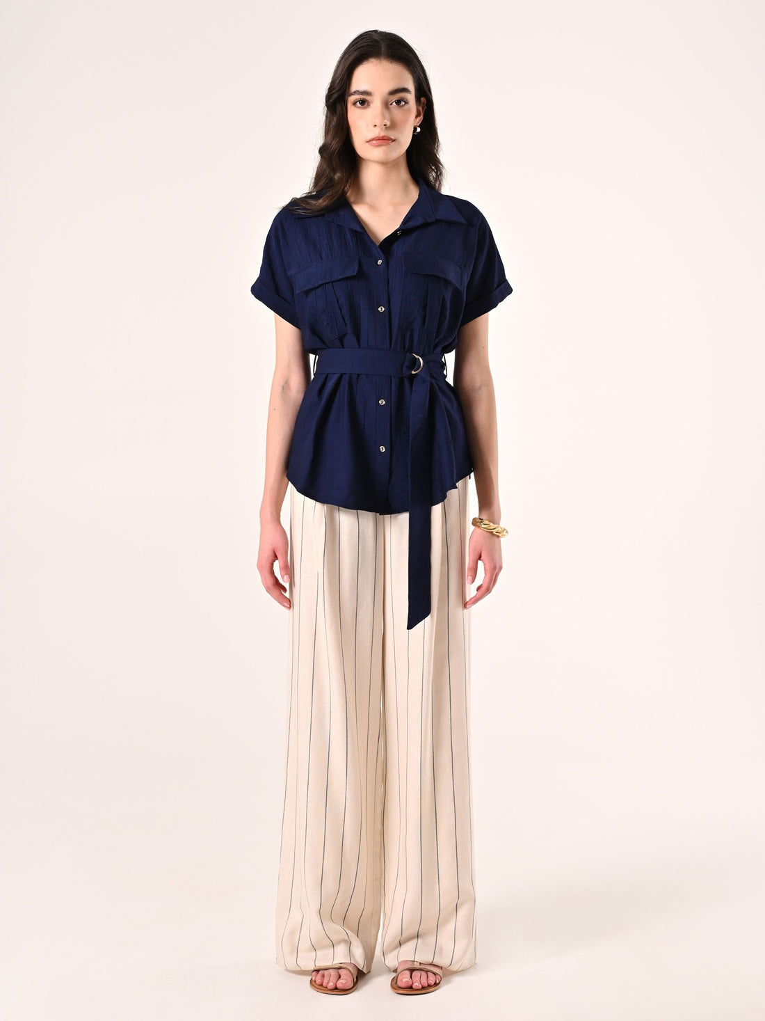 Camicia Blu effetto Goffrato