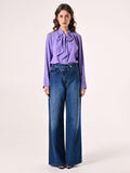 Blusa con Fiocco e Pinces Lilla