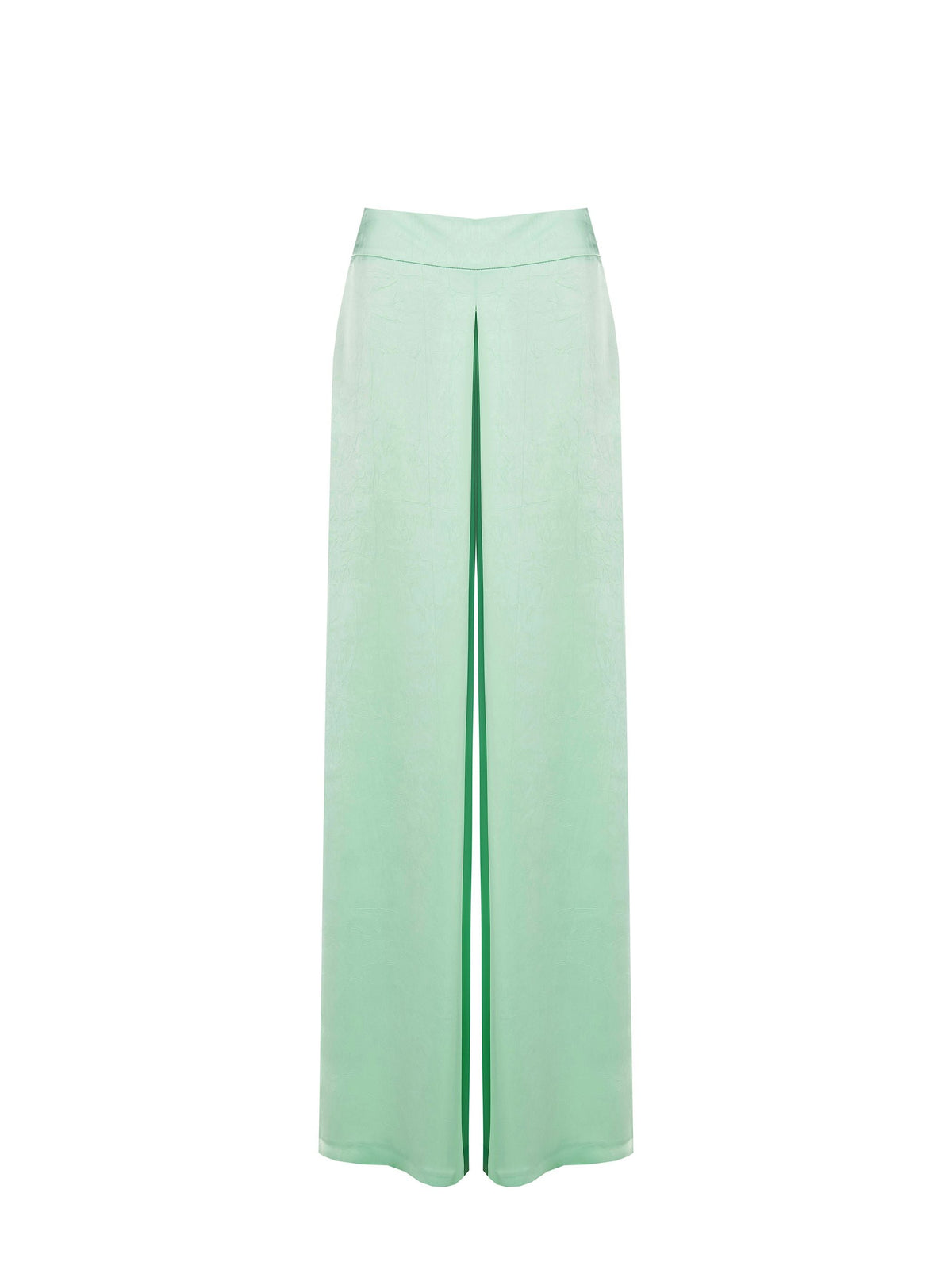 Pantalone palazzo verde menta con spacco frontale