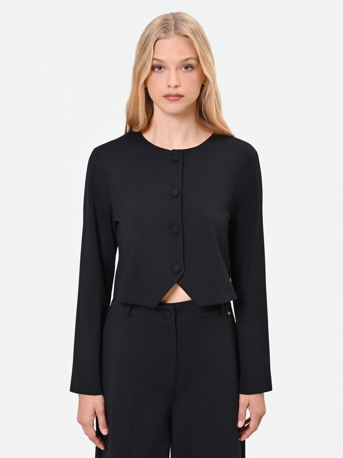 Giacca cropped nera in punto milano