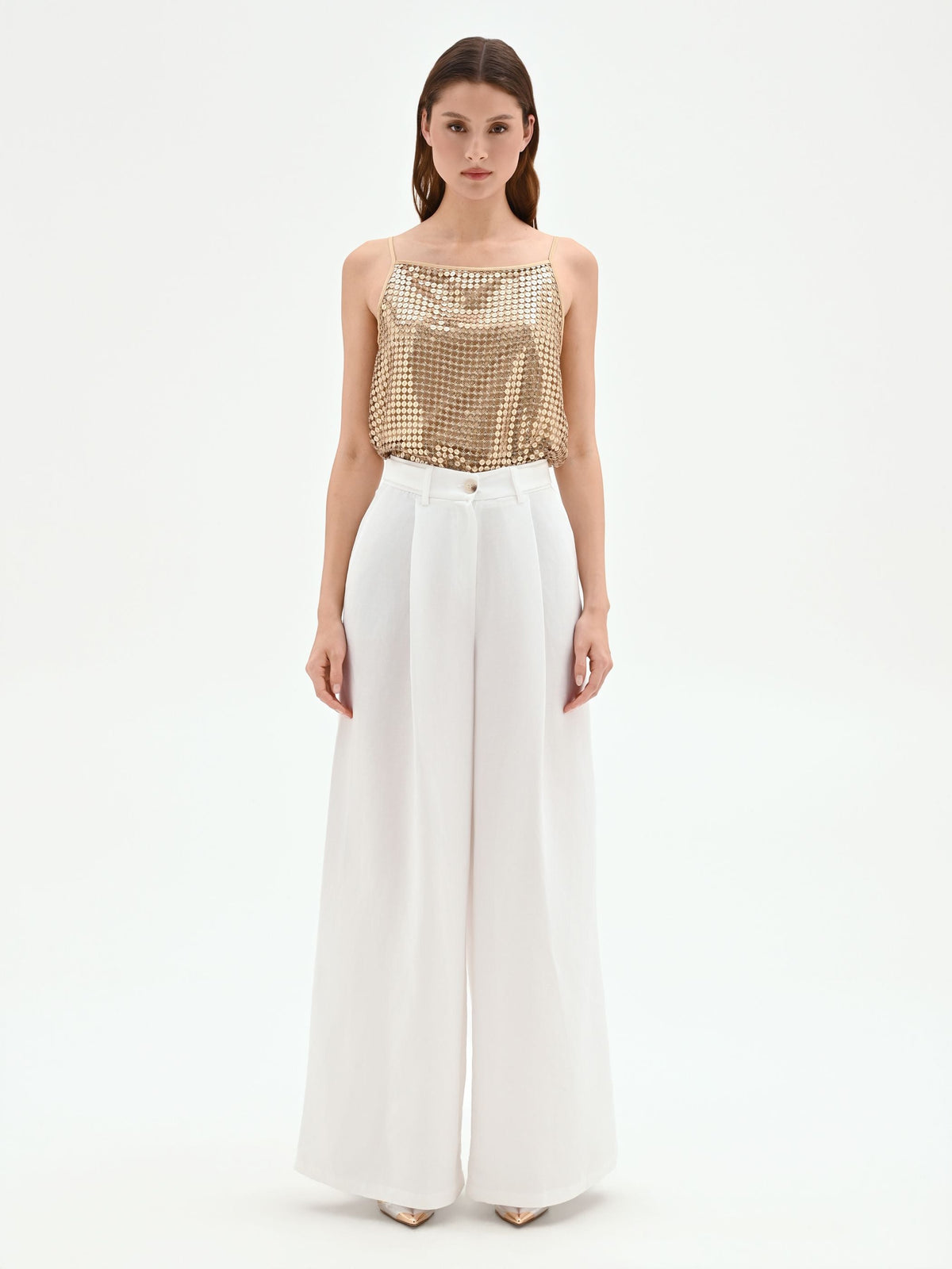 Pantalone a palazzo bianco in viscosa